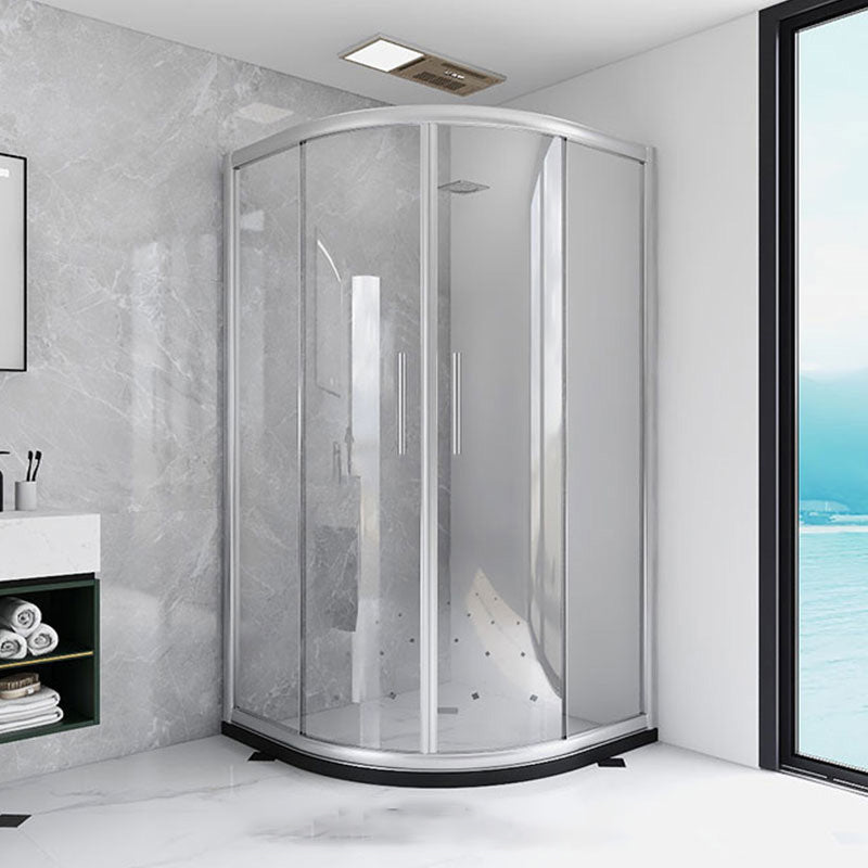 Stainless Steel Frame Shower Enclosure with Double Door Handles Clearhalo 'Bathroom Remodel & Bathroom Fixtures' 'Home Improvement' 'home_improvement' 'home_improvement_shower_stalls_enclosures' 'Shower Stalls & Enclosures' 'shower_stalls_enclosures' 'Showers & Bathtubs' 7222892