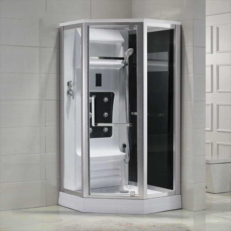 Neo-Angle Shower Stall Clear Tempered Glass Shower Enclosure With Shower Floor Gray Clearhalo 'Bathroom Remodel & Bathroom Fixtures' 'Home Improvement' 'home_improvement' 'home_improvement_shower_stalls_enclosures' 'Shower Stalls & Enclosures' 'shower_stalls_enclosures' 'Showers & Bathtubs' 7222908