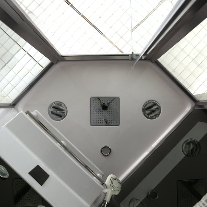 Neo-Angle Shower Stall Clear Tempered Glass Shower Enclosure With Shower Floor Clearhalo 'Bathroom Remodel & Bathroom Fixtures' 'Home Improvement' 'home_improvement' 'home_improvement_shower_stalls_enclosures' 'Shower Stalls & Enclosures' 'shower_stalls_enclosures' 'Showers & Bathtubs' 7222910