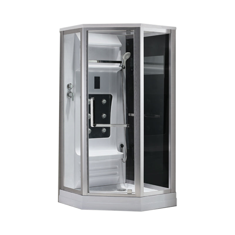 Neo-Angle Shower Stall Clear Tempered Glass Shower Enclosure With Shower Floor Clearhalo 'Bathroom Remodel & Bathroom Fixtures' 'Home Improvement' 'home_improvement' 'home_improvement_shower_stalls_enclosures' 'Shower Stalls & Enclosures' 'shower_stalls_enclosures' 'Showers & Bathtubs' 7222912