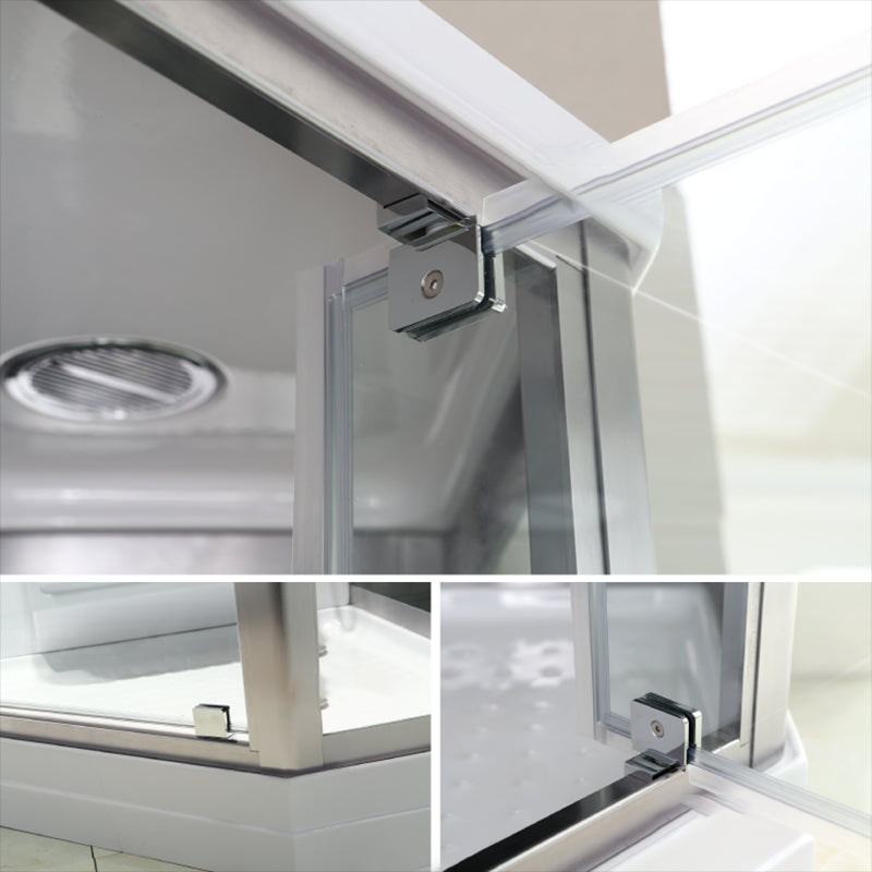 Neo-Angle Shower Stall Clear Tempered Glass Shower Enclosure With Shower Floor Clearhalo 'Bathroom Remodel & Bathroom Fixtures' 'Home Improvement' 'home_improvement' 'home_improvement_shower_stalls_enclosures' 'Shower Stalls & Enclosures' 'shower_stalls_enclosures' 'Showers & Bathtubs' 7222916