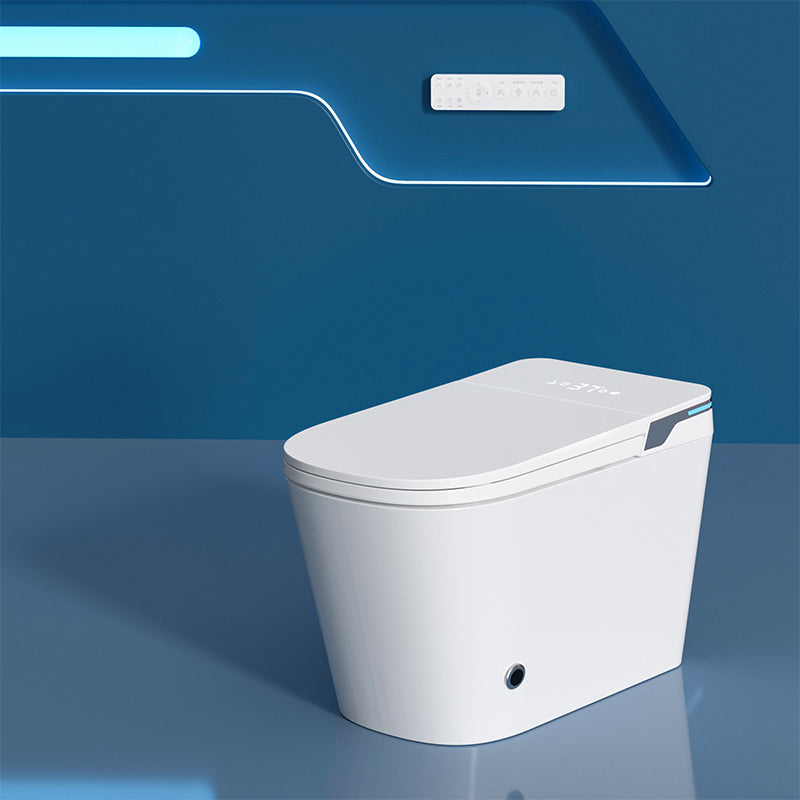 Contemporary Floor Mounted Toilet Bowl Heated Seat Included Urine Toilet for Washroom Automatic Lid 14" Clearhalo 'Bathroom Remodel & Bathroom Fixtures' 'Home Improvement' 'home_improvement' 'home_improvement_toilets' 'Toilets & Bidets' 'Toilets' 7224831