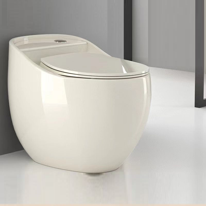Contemporary Siphon Jet Toilet Bowl Slow Close Seat Included Urine Toilet for Washroom 18"L x 26"W x 22"H Beige 12" Clearhalo 'Bathroom Remodel & Bathroom Fixtures' 'Home Improvement' 'home_improvement' 'home_improvement_toilets' 'Toilets & Bidets' 'Toilets' 7224855