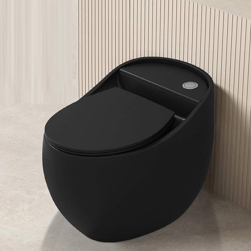 Contemporary Siphon Jet Toilet Bowl Slow Close Seat Included Urine Toilet for Washroom 18"L x 26"W x 22"H Black 12" Clearhalo 'Bathroom Remodel & Bathroom Fixtures' 'Home Improvement' 'home_improvement' 'home_improvement_toilets' 'Toilets & Bidets' 'Toilets' 7224859