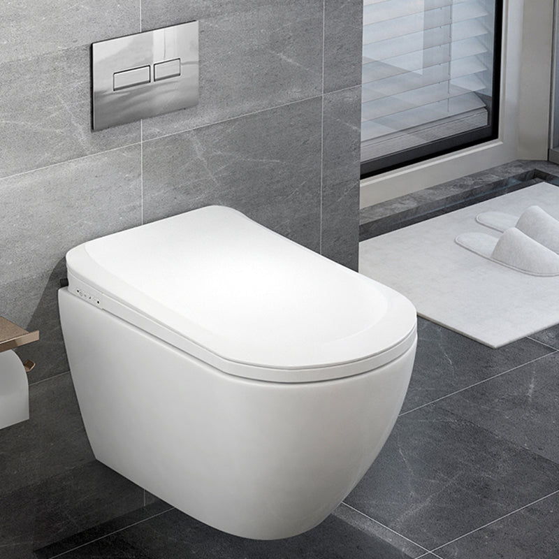 Scandinavian Wall Hung Toilet Set Elongated Bowl Shape Smart Bidet White Manual Flip Toilet+ Water Tank Clearhalo 'Bathroom Remodel & Bathroom Fixtures' 'Bidets' 'Home Improvement' 'home_improvement' 'home_improvement_bidets' 'Toilets & Bidets' 7225652