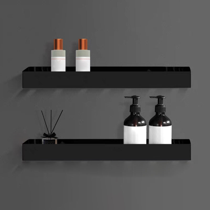 Modern Bathroom Accessories Hardware Set Bath Shelf Bathroom Accessory Kit Black 2-Piece Set (16"L Square Bath Shelf) Clearhalo 'Bathroom Hardware Sets' 'Bathroom Hardware' 'Bathroom Remodel & Bathroom Fixtures' 'bathroom_hardware_sets' 'Home Improvement' 'home_improvement' 'home_improvement_bathroom_hardware_sets' 7225694