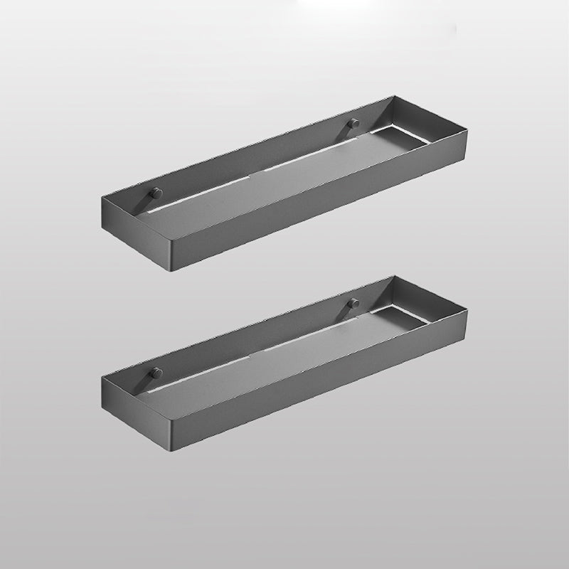 Modern Bathroom Accessories Hardware Set Bath Shelf Bathroom Accessory Kit Grey 2-Piece Set (16"L Square Bath Shelf) Clearhalo 'Bathroom Hardware Sets' 'Bathroom Hardware' 'Bathroom Remodel & Bathroom Fixtures' 'bathroom_hardware_sets' 'Home Improvement' 'home_improvement' 'home_improvement_bathroom_hardware_sets' 7225705