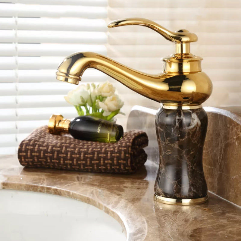 Luxury Vessel Faucet Lever Handle Low Arc Vessel Sink Bathroom Faucet Coffee Curve Clearhalo 'Bathroom Remodel & Bathroom Fixtures' 'Bathroom Sink Faucets' 'Bathroom Sinks & Faucet Components' 'bathroom_sink_faucets' 'Home Improvement' 'home_improvement' 'home_improvement_bathroom_sink_faucets' 7227219