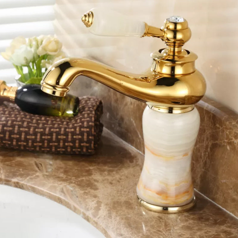 Luxury Vessel Faucet Lever Handle Low Arc Vessel Sink Bathroom Faucet Yellow White Drum Clearhalo 'Bathroom Remodel & Bathroom Fixtures' 'Bathroom Sink Faucets' 'Bathroom Sinks & Faucet Components' 'bathroom_sink_faucets' 'Home Improvement' 'home_improvement' 'home_improvement_bathroom_sink_faucets' 7227230