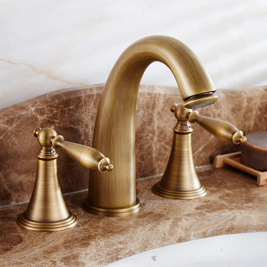 Traditional Vessel Faucet 3 Holes Two-Handle Bathroom Vessel Faucet Clearhalo 'Bathroom Remodel & Bathroom Fixtures' 'Bathroom Sink Faucets' 'Bathroom Sinks & Faucet Components' 'bathroom_sink_faucets' 'Home Improvement' 'home_improvement' 'home_improvement_bathroom_sink_faucets' 7227247