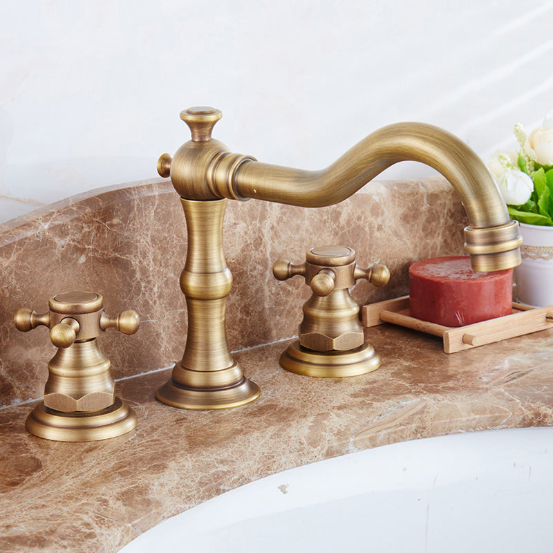 Traditional Vessel Faucet 3 Holes Two-Handle Bathroom Vessel Faucet Clearhalo 'Bathroom Remodel & Bathroom Fixtures' 'Bathroom Sink Faucets' 'Bathroom Sinks & Faucet Components' 'bathroom_sink_faucets' 'Home Improvement' 'home_improvement' 'home_improvement_bathroom_sink_faucets' 7227249