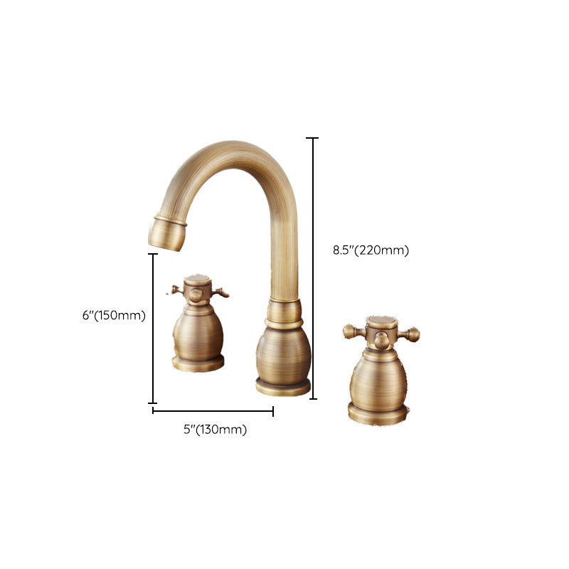 Traditional Vessel Faucet 3 Holes Two-Handle Bathroom Vessel Faucet Clearhalo 'Bathroom Remodel & Bathroom Fixtures' 'Bathroom Sink Faucets' 'Bathroom Sinks & Faucet Components' 'bathroom_sink_faucets' 'Home Improvement' 'home_improvement' 'home_improvement_bathroom_sink_faucets' 7227257
