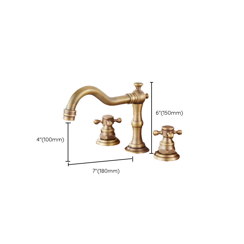 Traditional Vessel Faucet 3 Holes Two-Handle Bathroom Vessel Faucet Clearhalo 'Bathroom Remodel & Bathroom Fixtures' 'Bathroom Sink Faucets' 'Bathroom Sinks & Faucet Components' 'bathroom_sink_faucets' 'Home Improvement' 'home_improvement' 'home_improvement_bathroom_sink_faucets' 7227261
