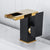 Waterfall Spout Vessel Sink Faucet Square Lever Handle with LED Three-Color Light Black-Gold Short Clearhalo 'Bathroom Remodel & Bathroom Fixtures' 'Bathroom Sink Faucets' 'Bathroom Sinks & Faucet Components' 'bathroom_sink_faucets' 'Home Improvement' 'home_improvement' 'home_improvement_bathroom_sink_faucets' 7227273