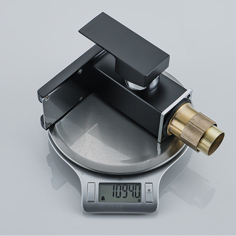 Waterfall Spout Vessel Sink Faucet Square Lever Handle with LED Three-Color Light Clearhalo 'Bathroom Remodel & Bathroom Fixtures' 'Bathroom Sink Faucets' 'Bathroom Sinks & Faucet Components' 'bathroom_sink_faucets' 'Home Improvement' 'home_improvement' 'home_improvement_bathroom_sink_faucets' 7227276