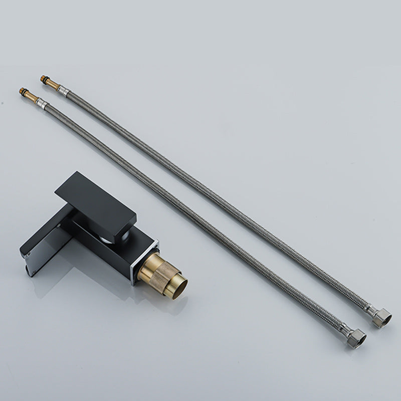 Waterfall Spout Vessel Sink Faucet Square Lever Handle with LED Three-Color Light Clearhalo 'Bathroom Remodel & Bathroom Fixtures' 'Bathroom Sink Faucets' 'Bathroom Sinks & Faucet Components' 'bathroom_sink_faucets' 'Home Improvement' 'home_improvement' 'home_improvement_bathroom_sink_faucets' 7227279