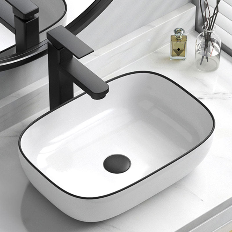 Bathroom Ceramic Sink Rectangular Rod Single Handle Faucet Sink Clearhalo 'Bathroom Remodel & Bathroom Fixtures' 'Bathroom Sinks & Faucet Components' 'Bathroom Sinks' 'bathroom_sink' 'Home Improvement' 'home_improvement' 'home_improvement_bathroom_sink' 7227315