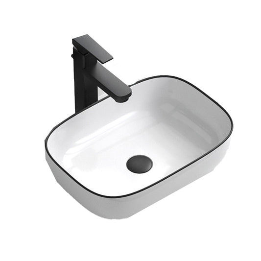 Bathroom Ceramic Sink Rectangular Rod Single Handle Faucet Sink Clearhalo 'Bathroom Remodel & Bathroom Fixtures' 'Bathroom Sinks & Faucet Components' 'Bathroom Sinks' 'bathroom_sink' 'Home Improvement' 'home_improvement' 'home_improvement_bathroom_sink' 7227317