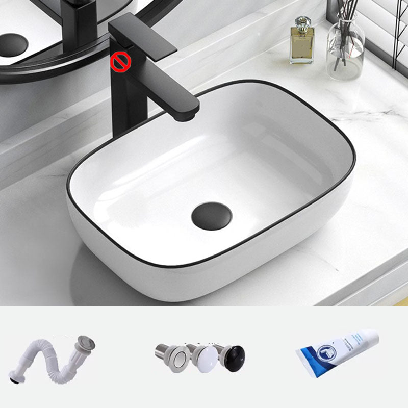 Bathroom Ceramic Sink Rectangular Rod Single Handle Faucet Sink Sink with Drainage Components Clearhalo 'Bathroom Remodel & Bathroom Fixtures' 'Bathroom Sinks & Faucet Components' 'Bathroom Sinks' 'bathroom_sink' 'Home Improvement' 'home_improvement' 'home_improvement_bathroom_sink' 7227318