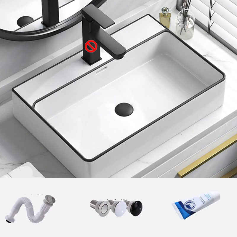Bathroom Ceramic Sink Rectangular Rod Single Handle Faucet Sink Sink with Drainage Components Clearhalo 'Bathroom Remodel & Bathroom Fixtures' 'Bathroom Sinks & Faucet Components' 'Bathroom Sinks' 'bathroom_sink' 'Home Improvement' 'home_improvement' 'home_improvement_bathroom_sink' 7227320