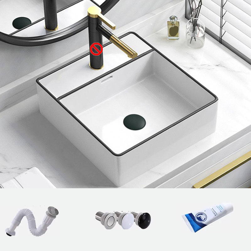 Bathroom Ceramic Sink Rectangular Rod Single Handle Faucet Sink Sink with Drainage Components Clearhalo 'Bathroom Remodel & Bathroom Fixtures' 'Bathroom Sinks & Faucet Components' 'Bathroom Sinks' 'bathroom_sink' 'Home Improvement' 'home_improvement' 'home_improvement_bathroom_sink' 7227322