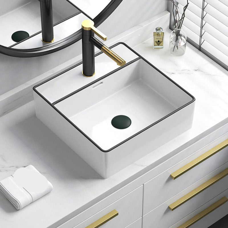 Bathroom Ceramic Sink Rectangular Rod Single Handle Faucet Sink Clearhalo 'Bathroom Remodel & Bathroom Fixtures' 'Bathroom Sinks & Faucet Components' 'Bathroom Sinks' 'bathroom_sink' 'Home Improvement' 'home_improvement' 'home_improvement_bathroom_sink' 7227326