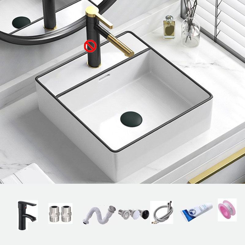 Bathroom Ceramic Sink Rectangular Rod Single Handle Faucet Sink Sink & Drain Assembly & Faucet Clearhalo 'Bathroom Remodel & Bathroom Fixtures' 'Bathroom Sinks & Faucet Components' 'Bathroom Sinks' 'bathroom_sink' 'Home Improvement' 'home_improvement' 'home_improvement_bathroom_sink' 7227329