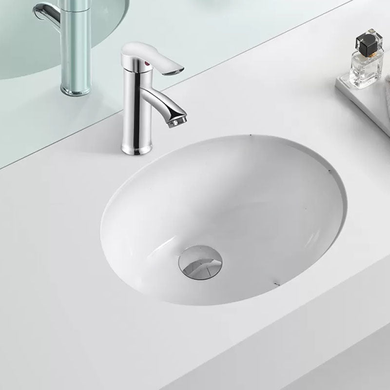 Bathroom Sink Ceramic White Round Anti-spill Sink with Faucet 11"L x 10"W x 5"H Sink & Drain Assembly & Faucet Clearhalo 'Bathroom Remodel & Bathroom Fixtures' 'Bathroom Sinks & Faucet Components' 'Bathroom Sinks' 'bathroom_sink' 'Home Improvement' 'home_improvement' 'home_improvement_bathroom_sink' 7227350