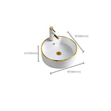 Round Bathroom Sink Ceramic Washroom Sink with Rod Handle Faucet Clearhalo 'Bathroom Remodel & Bathroom Fixtures' 'Bathroom Sinks & Faucet Components' 'Bathroom Sinks' 'bathroom_sink' 'Home Improvement' 'home_improvement' 'home_improvement_bathroom_sink' 7227429