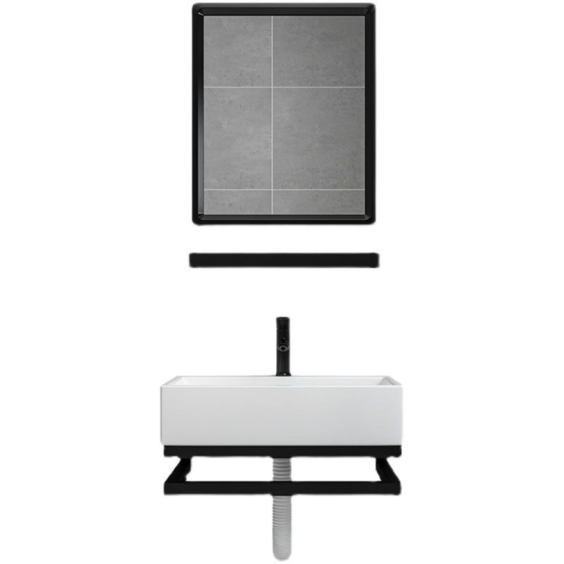 Bathroom Sink Ceramic White Wall-mounted Rod Handle Faucet Sink Clearhalo 'Bathroom Remodel & Bathroom Fixtures' 'Bathroom Sinks & Faucet Components' 'Bathroom Sinks' 'bathroom_sink' 'Home Improvement' 'home_improvement' 'home_improvement_bathroom_sink' 7227440