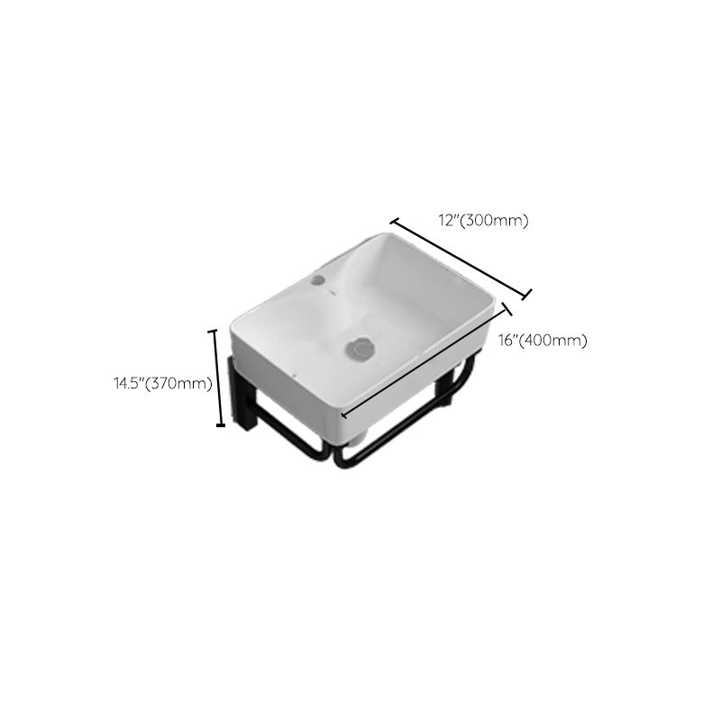 Bathroom Sink Ceramic White Wall-mounted Rod Handle Faucet Sink Clearhalo 'Bathroom Remodel & Bathroom Fixtures' 'Bathroom Sinks & Faucet Components' 'Bathroom Sinks' 'bathroom_sink' 'Home Improvement' 'home_improvement' 'home_improvement_bathroom_sink' 7227463