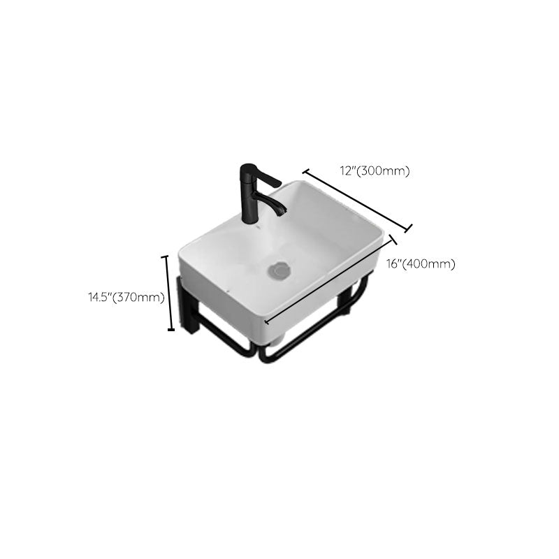 Bathroom Sink Ceramic White Wall-mounted Rod Handle Faucet Sink Clearhalo 'Bathroom Remodel & Bathroom Fixtures' 'Bathroom Sinks & Faucet Components' 'Bathroom Sinks' 'bathroom_sink' 'Home Improvement' 'home_improvement' 'home_improvement_bathroom_sink' 7227469