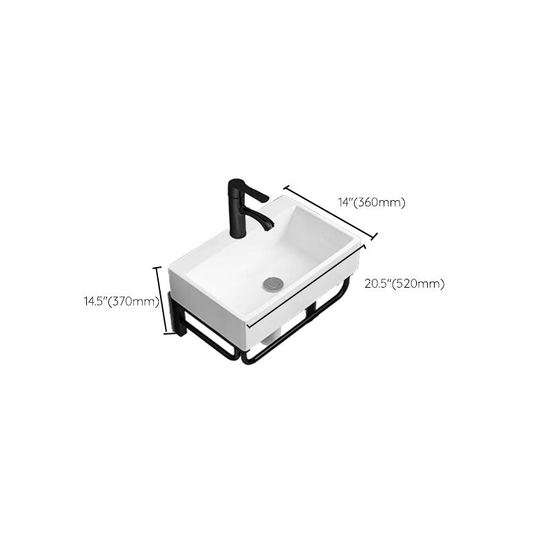 Bathroom Sink Ceramic White Wall-mounted Rod Handle Faucet Sink Clearhalo 'Bathroom Remodel & Bathroom Fixtures' 'Bathroom Sinks & Faucet Components' 'Bathroom Sinks' 'bathroom_sink' 'Home Improvement' 'home_improvement' 'home_improvement_bathroom_sink' 7227473