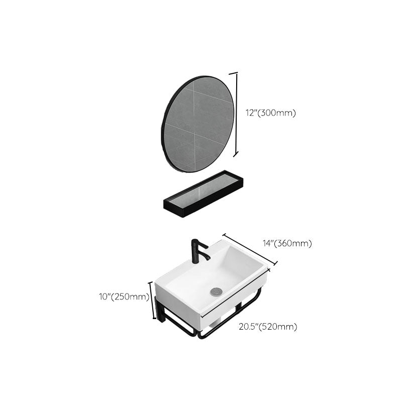 Bathroom Sink Ceramic White Wall-mounted Rod Handle Faucet Sink Clearhalo 'Bathroom Remodel & Bathroom Fixtures' 'Bathroom Sinks & Faucet Components' 'Bathroom Sinks' 'bathroom_sink' 'Home Improvement' 'home_improvement' 'home_improvement_bathroom_sink' 7227475