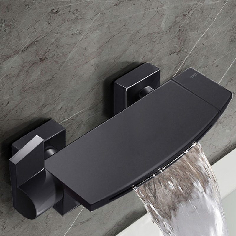 Modern Waterfall Bath Faucet Solid Color Wall Mounted Bathroom Faucet Black Hand Shower Not Included Clearhalo 'Bathroom Remodel & Bathroom Fixtures' 'Bathtub Faucets' 'bathtub_faucets' 'Home Improvement' 'home_improvement' 'home_improvement_bathtub_faucets' 7227527