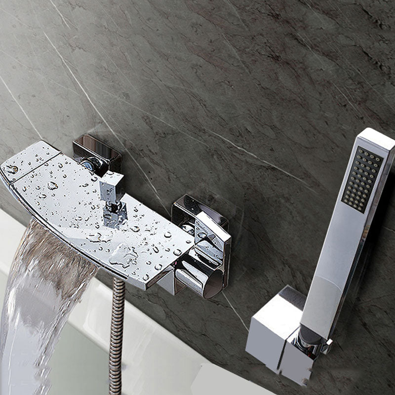Modern Waterfall Bath Faucet Solid Color Wall Mounted Bathroom Faucet Clearhalo 'Bathroom Remodel & Bathroom Fixtures' 'Bathtub Faucets' 'bathtub_faucets' 'Home Improvement' 'home_improvement' 'home_improvement_bathtub_faucets' 7227529