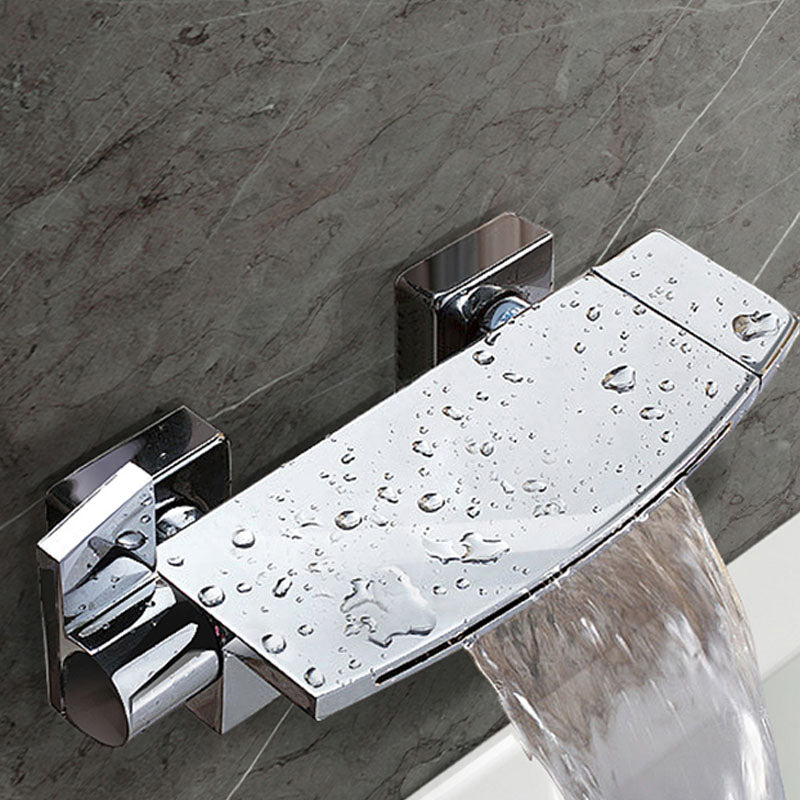 Modern Waterfall Bath Faucet Solid Color Wall Mounted Bathroom Faucet Silver Hand Shower Not Included Clearhalo 'Bathroom Remodel & Bathroom Fixtures' 'Bathtub Faucets' 'bathtub_faucets' 'Home Improvement' 'home_improvement' 'home_improvement_bathtub_faucets' 7227530