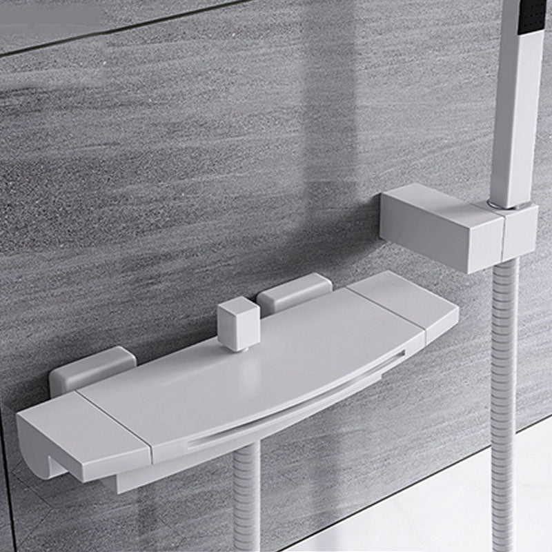 Modern Waterfall Bath Faucet Solid Color Wall Mounted Bathroom Faucet White Hand Shower Included Clearhalo 'Bathroom Remodel & Bathroom Fixtures' 'Bathtub Faucets' 'bathtub_faucets' 'Home Improvement' 'home_improvement' 'home_improvement_bathtub_faucets' 7227532