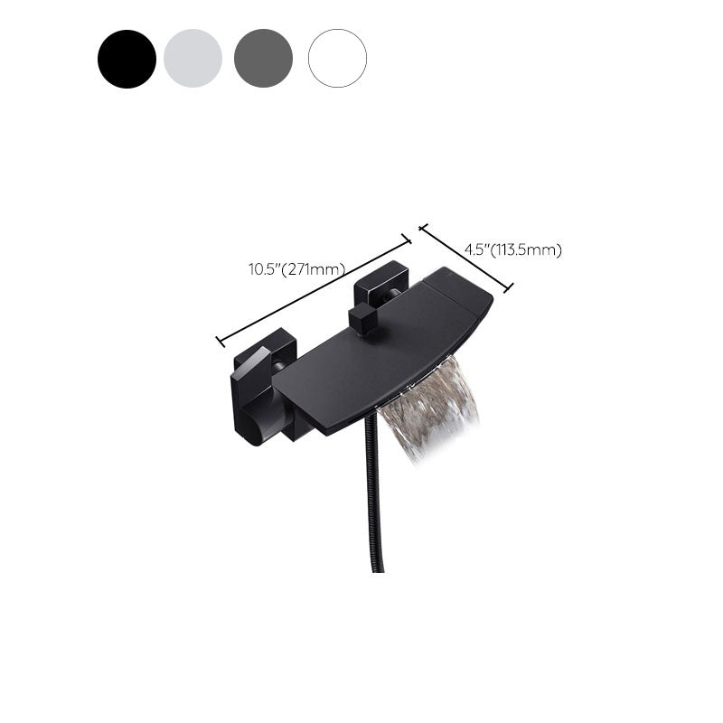 Modern Waterfall Bath Faucet Solid Color Wall Mounted Bathroom Faucet Clearhalo 'Bathroom Remodel & Bathroom Fixtures' 'Bathtub Faucets' 'bathtub_faucets' 'Home Improvement' 'home_improvement' 'home_improvement_bathtub_faucets' 7227543