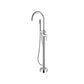 Brass Freestanding Tub Filler with Hose Floor Mounted Bathroom Faucet Silver Gray Round Clearhalo 'Bathroom Remodel & Bathroom Fixtures' 'Bathtub Faucets' 'bathtub_faucets' 'Home Improvement' 'home_improvement' 'home_improvement_bathtub_faucets' 7227561