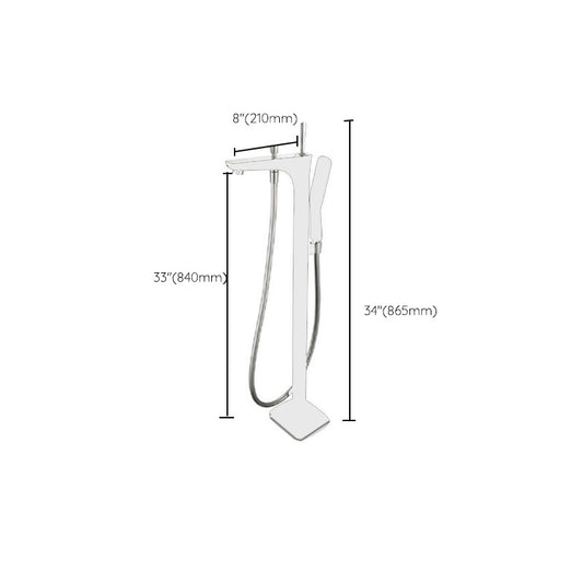 Modern Freestanding Tub Filler with Hand Shower Floor Mounted Bathroom Faucet Clearhalo 'Bathroom Remodel & Bathroom Fixtures' 'Bathtub Faucets' 'bathtub_faucets' 'Home Improvement' 'home_improvement' 'home_improvement_bathtub_faucets' 7227623
