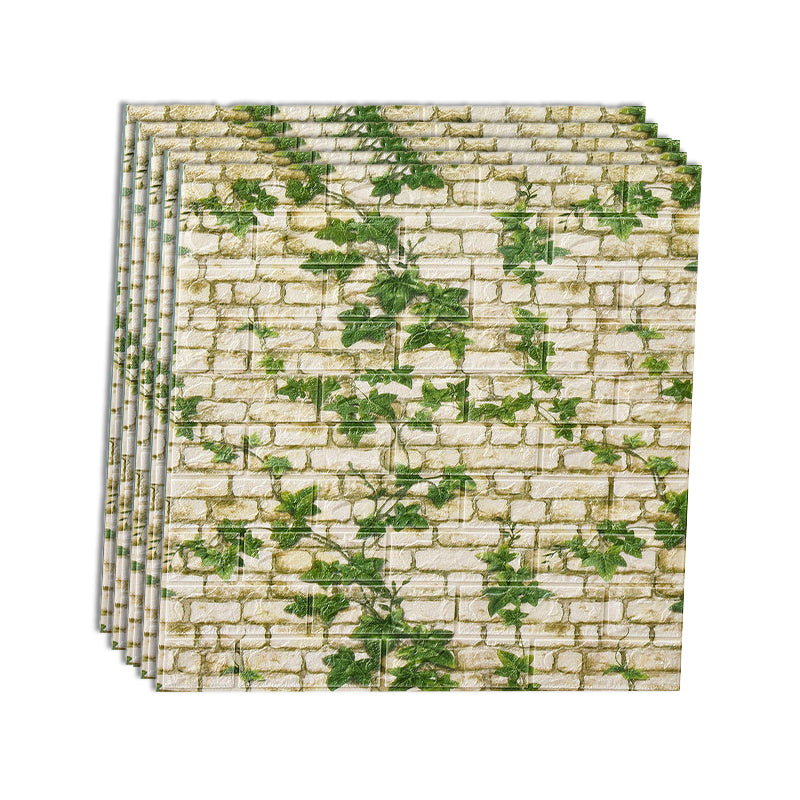 Industrial Wall Plank 3D Brick Wall Panels Waterproof Stick Wall Tile Set of 10 White-Green Clearhalo 'Flooring 'Home Improvement' 'home_improvement' 'home_improvement_wall_paneling' 'Wall Paneling' 'wall_paneling' 'Walls & Ceilings' Walls and Ceiling' 7227867