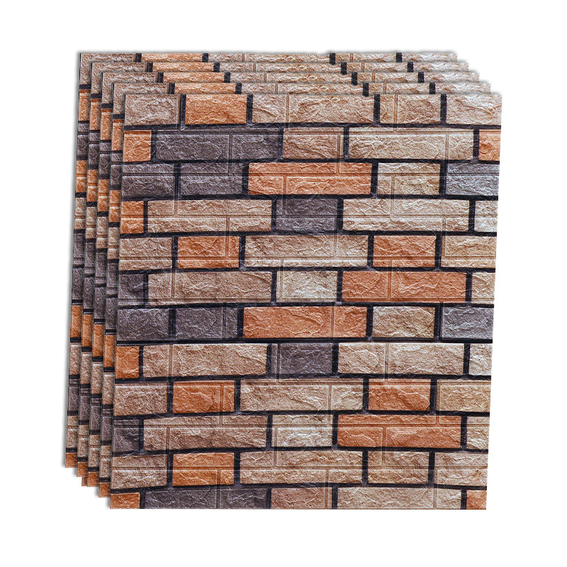 Industrial Wall Plank 3D Brick Wall Panels Waterproof Stick Wall Tile Set of 10 Gray-Orange Clearhalo 'Flooring 'Home Improvement' 'home_improvement' 'home_improvement_wall_paneling' 'Wall Paneling' 'wall_paneling' 'Walls & Ceilings' Walls and Ceiling' 7227870