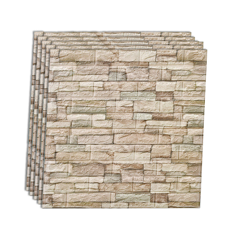 Industrial Wall Plank 3D Brick Wall Panels Waterproof Stick Wall Tile Set of 10 Light Yellow Clearhalo 'Flooring 'Home Improvement' 'home_improvement' 'home_improvement_wall_paneling' 'Wall Paneling' 'wall_paneling' 'Walls & Ceilings' Walls and Ceiling' 7227876