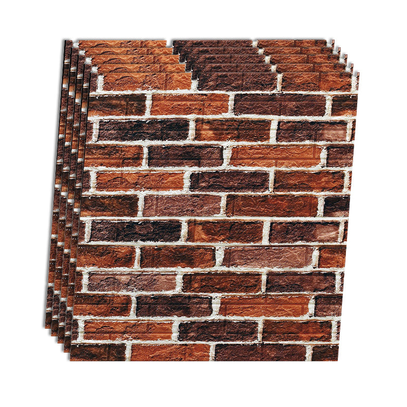 Industrial Wall Plank 3D Brick Wall Panels Waterproof Stick Wall Tile Set of 10 White-Red Clearhalo 'Flooring 'Home Improvement' 'home_improvement' 'home_improvement_wall_paneling' 'Wall Paneling' 'wall_paneling' 'Walls & Ceilings' Walls and Ceiling' 7227884