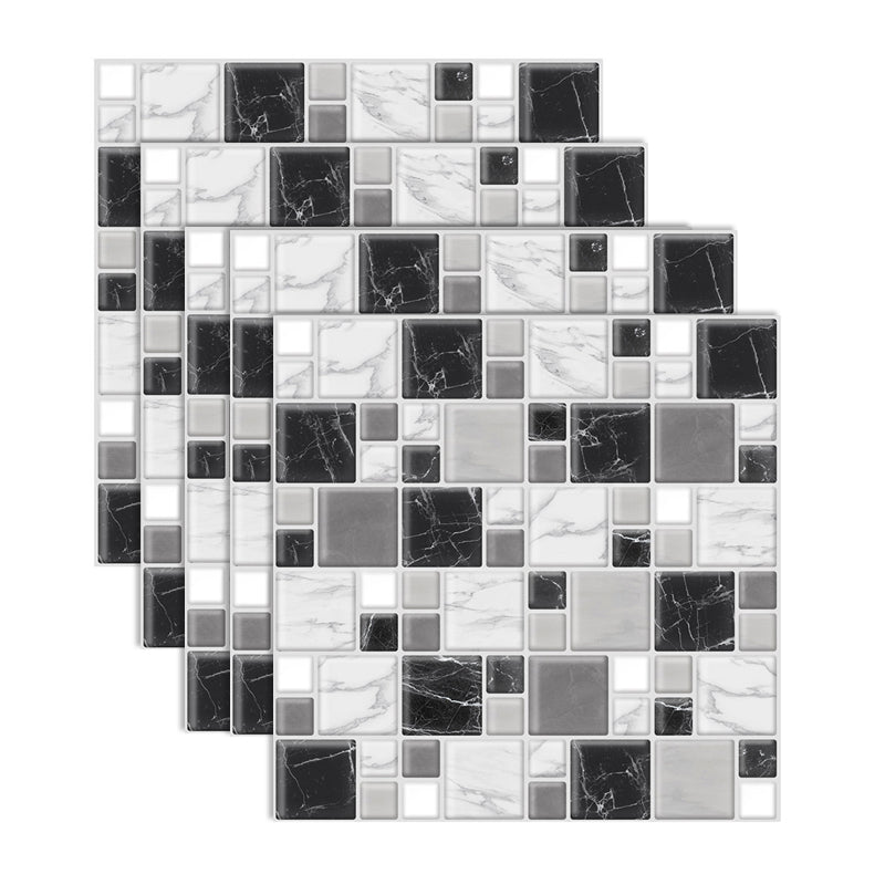 Plastic Peel and Stick Backsplash Wall Tile 3D Square Wallpaper Black-Gray 150-Piece Set Clearhalo 'Flooring 'Home Improvement' 'home_improvement' 'home_improvement_peel_stick_blacksplash' 'Peel & Stick Backsplash Tile' 'peel_stick_blacksplash' 'Walls & Ceilings' Walls and Ceiling' 7227921