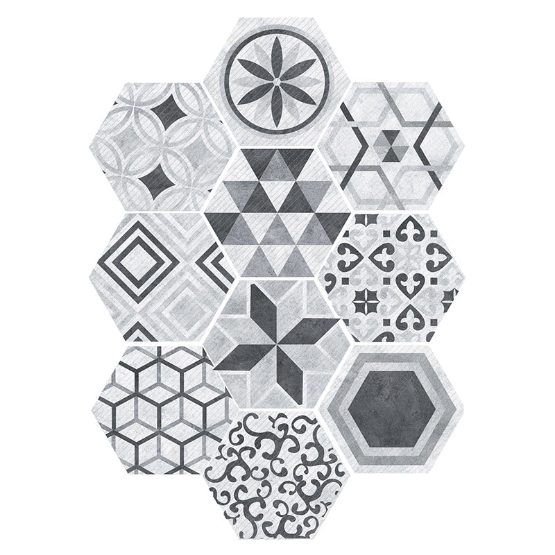 Plastic Mosaic Tile Wallpaper Hexagonal Peel and Stick Backsplash Wall Tile Grey 10-Piece Set Clearhalo 'Flooring 'Home Improvement' 'home_improvement' 'home_improvement_peel_stick_blacksplash' 'Peel & Stick Backsplash Tile' 'peel_stick_blacksplash' 'Walls & Ceilings' Walls and Ceiling' 7227953