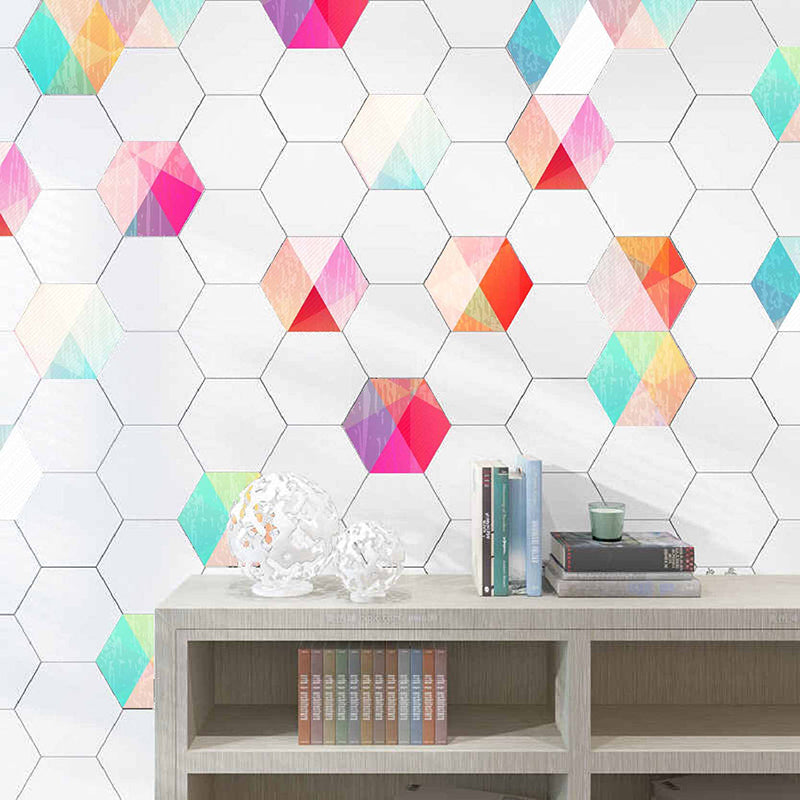 Plastic Mosaic Tile Wallpaper Hexagonal Peel and Stick Backsplash Wall Tile Clearhalo 'Flooring 'Home Improvement' 'home_improvement' 'home_improvement_peel_stick_blacksplash' 'Peel & Stick Backsplash Tile' 'peel_stick_blacksplash' 'Walls & Ceilings' Walls and Ceiling' 7227957