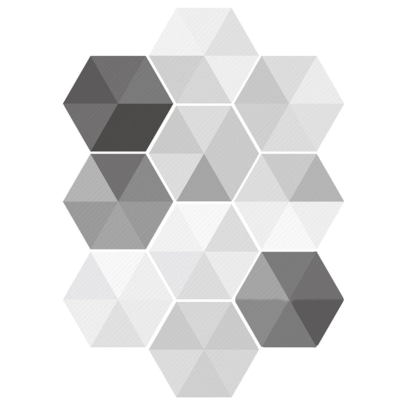 Plastic Mosaic Tile Wallpaper Hexagonal Peel and Stick Backsplash Wall Tile Black Gray White Clearhalo 'Flooring 'Home Improvement' 'home_improvement' 'home_improvement_peel_stick_blacksplash' 'Peel & Stick Backsplash Tile' 'peel_stick_blacksplash' 'Walls & Ceilings' Walls and Ceiling' 7227969