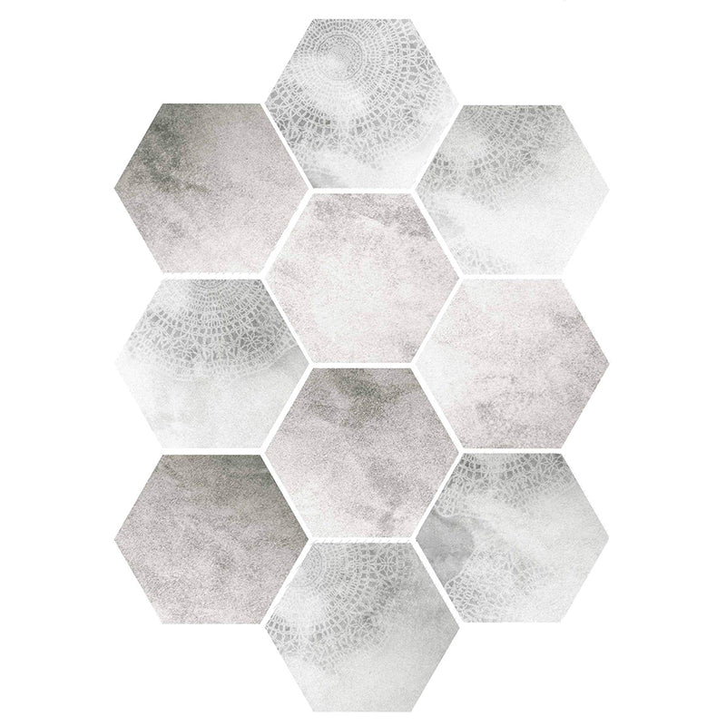 Plastic Mosaic Tile Wallpaper Hexagonal Peel and Stick Backsplash Wall Tile White-Gray Clearhalo 'Flooring 'Home Improvement' 'home_improvement' 'home_improvement_peel_stick_blacksplash' 'Peel & Stick Backsplash Tile' 'peel_stick_blacksplash' 'Walls & Ceilings' Walls and Ceiling' 7227973
